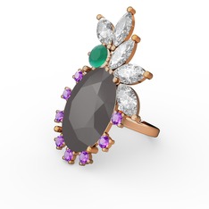 Arinna Yüzük - Füme akrilik 18 ayar rose altın yüzük #1ad4wre