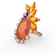 Arinna Yüzük - Neon turuncu akrilik 18 ayar rose altın yüzük #1al3gfw