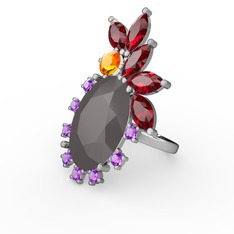 Füme akrilik 14 ayar beyaz altın yüzük