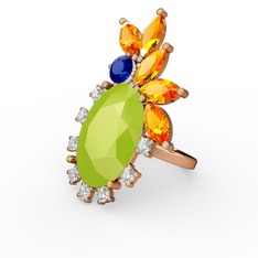 Neon sarı akrilik 8 ayar altın yüzük