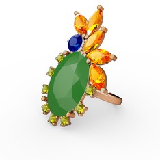 Arinna Yüzük - Neon yeşil akrilik 8 ayar rose altın yüzük #1aysglm