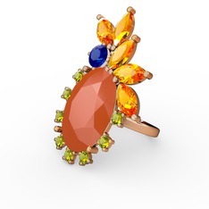 Arinna Yüzük - Neon turuncu akrilik 925 ayar altın kaplama gümüş yüzük #1b6jaxl