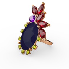 Arinna Yüzük - Lacivert akrilik 925 ayar altın kaplama gümüş yüzük #1b7yyvi