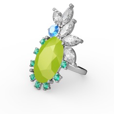 Neon sarı akrilik 925 ayar gümüş yüzük