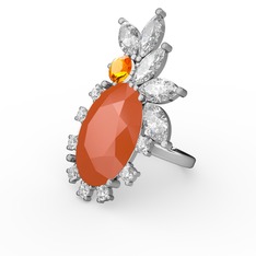 Arinna Yüzük - Neon turuncu akrilik 14 ayar beyaz altın yüzük (0.48 karat) #1bajmm9