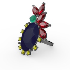 Arinna Yüzük - Lacivert akrilik 925 ayar siyah rodyum kaplama gümüş yüzük #1bbxin2