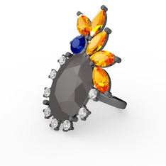 Arinna Yüzük - Füme akrilik 925 ayar siyah rodyum kaplama gümüş yüzük #1cllwsk