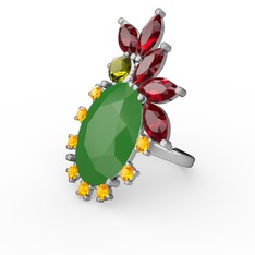 Arinna Yüzük - Neon yeşil akrilik 14 ayar beyaz altın yüzük #1d96047