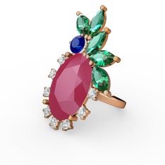 Neon pembe akrilik 14 ayar rose altın yüzük