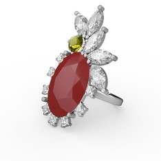 Arinna Yüzük - Kırmızı akrilik 14 ayar beyaz altın yüzük #1dmdr34