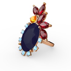 Arinna Yüzük - Lacivert akrilik 8 ayar rose altın yüzük #1drq9u1