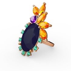 Arinna Yüzük - Lacivert akrilik 8 ayar altın yüzük #1du0r2p