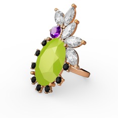 Arinna Yüzük - Neon sarı akrilik 8 ayar rose altın yüzük #1e3n4o1