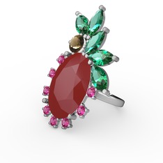 Arinna Yüzük - Kırmızı akrilik 925 ayar gümüş yüzük #1e8bhsl