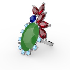 Arinna Yüzük - Neon yeşil akrilik 18 ayar beyaz altın yüzük #1et55q4