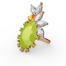 Neon sarı akrilik 925 ayar altın kaplama gümüş yüzük