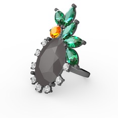 Arinna Yüzük - Füme akrilik 925 ayar siyah rodyum kaplama gümüş yüzük (0.48 karat) #1exv9mx