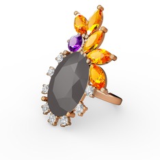 Füme akrilik 925 ayar rose altın kaplama gümüş yüzük (0.48 karat)