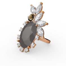 Füme akrilik 925 ayar altın kaplama gümüş yüzük