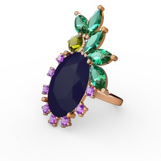 Arinna Yüzük - Lacivert akrilik 925 ayar rose altın kaplama gümüş yüzük #1fo8qyt