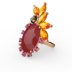 Arinna Yüzük - Kırmızı akrilik 925 ayar altın kaplama gümüş yüzük #1fpt6td