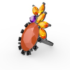 Arinna Yüzük - Neon turuncu akrilik 925 ayar siyah rodyum kaplama gümüş yüzük #1g7vpqz