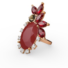 Kırmızı akrilik 925 ayar rose altın kaplama gümüş yüzük