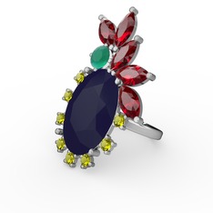 Arinna Yüzük - Lacivert akrilik 8 ayar beyaz altın yüzük #1gj75kd