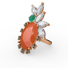 Arinna Yüzük - Neon turuncu akrilik 18 ayar altın yüzük #1gm7b8c