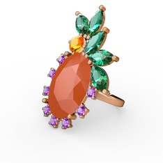 Neon turuncu akrilik 8 ayar altın yüzük