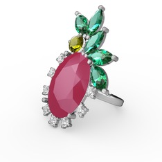 Arinna Yüzük - Neon pembe akrilik 18 ayar beyaz altın yüzük (0.48 karat) #1hxjbqg