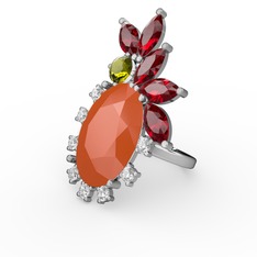 Neon turuncu akrilik 14 ayar beyaz altın yüzük