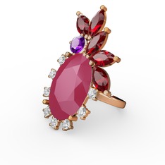 Arinna Yüzük - Neon pembe akrilik 8 ayar rose altın yüzük (0.48 karat) #1j1o5uz