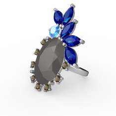 Arinna Yüzük - Füme akrilik 18 ayar beyaz altın yüzük #1j8ryeo