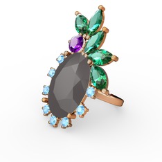 Arinna Yüzük - Füme akrilik 925 ayar altın kaplama gümüş yüzük #1jb1nmf