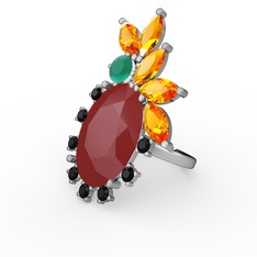 Arinna Yüzük - Kırmızı akrilik 925 ayar gümüş yüzük #1jddq9l