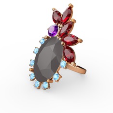 Arinna Yüzük - Füme akrilik 925 ayar altın kaplama gümüş yüzük #1jey944