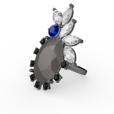 Arinna Yüzük - Füme akrilik 925 ayar siyah rodyum kaplama gümüş yüzük #1jnwdup