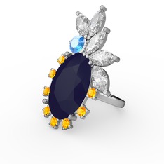 Arinna Yüzük - Lacivert akrilik 8 ayar beyaz altın yüzük #1jx1qz4