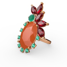 Arinna Yüzük - Neon turuncu akrilik 925 ayar rose altın kaplama gümüş yüzük #1jx57g6