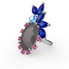 Arinna Yüzük - Füme akrilik 14 ayar beyaz altın yüzük #1k1vdpj