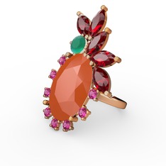 Arinna Yüzük - Neon turuncu akrilik 14 ayar rose altın yüzük #1k5drqc