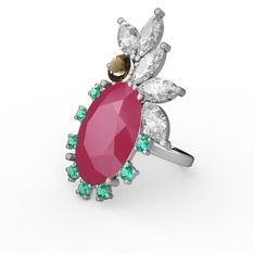 Neon pembe akrilik 8 ayar beyaz altın yüzük