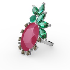 Neon pembe akrilik 18 ayar beyaz altın yüzük