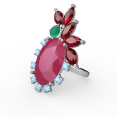 Neon pembe akrilik 14 ayar beyaz altın yüzük