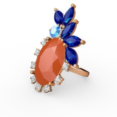 Arinna Yüzük - Neon turuncu akrilik 18 ayar rose altın yüzük #1lk14pk