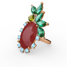 Arinna Yüzük - Kırmızı akrilik 925 ayar altın kaplama gümüş yüzük #1lkgszg