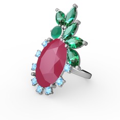 Arinna Yüzük - Neon pembe akrilik 14 ayar beyaz altın yüzük #1lmdbwd