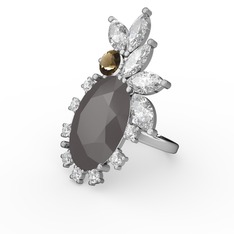 Arinna Yüzük - Füme akrilik 14 ayar beyaz altın yüzük #1lqgko1