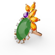 Arinna Yüzük - Neon yeşil akrilik 8 ayar rose altın yüzük (0.48 karat) #1mp413c